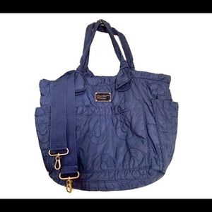 Marc Jacobs blue Eliz-a-baby quilted diaper bag.